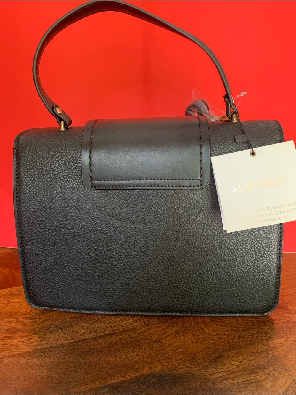 Ellen Tracy Black Top-Handle Satchel with Detachable Strap - Picture 3 of 10